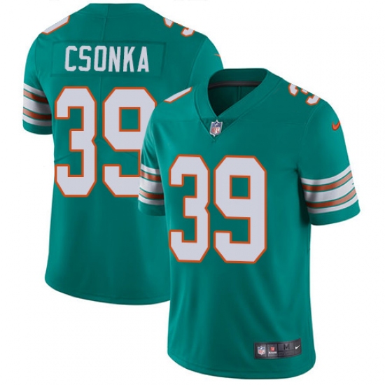 Men's Nike Miami Dolphins 39 Larry Csonka Aqua Green Alternate Vapor Untouchable Limited Player NFL Jersey