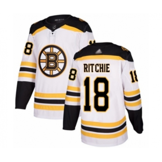 Youth Boston Bruins 18 Brett Ritchie Authentic White Away Hockey Jersey
