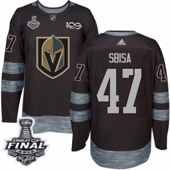 Men's Adidas Vegas Golden Knights 47 Luca Sbisa Authentic Black 1917-2017 100th Anniversary 2018 Stanley Cup Final NHL Jersey