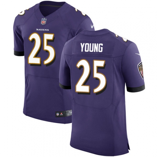 Men's Nike Baltimore Ravens 25 Tavon Young Elite Purple Team Color NFL Jersey