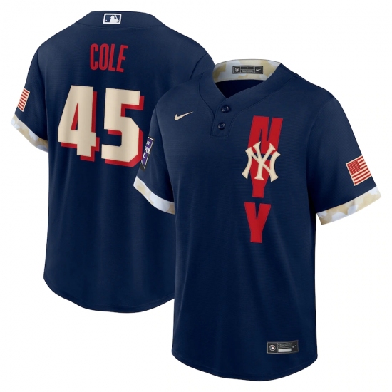 Men's New York Yankees 45 Gerrit Cole Nike Navy 2021 MLB All-Star Game Replica Player Jersey