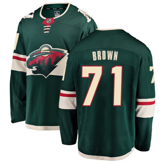 Men's Minnesota Wild 71 J TBrown Authentic Green Home Fanatics Branded Breakaway NHL Jersey