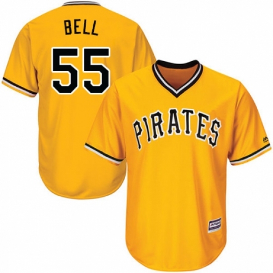 Men's Majestic Pittsburgh Pirates 55 Josh Bell Replica Gold Alternate Cool Base MLB Jersey