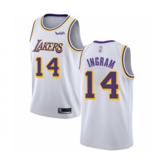 Youth Los Angeles Lakers 14 Brandon Ingram Swingman White Basketball Jerseys - Association Edition