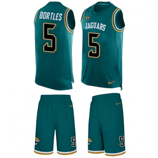 Men's Nike Jacksonville Jaguars 5 Blake Bortles Limited Teal Green Tank Top Suit NFL Jersey