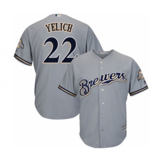 Youth Milwaukee Brewers 22 Christian Yelich Authentic Grey Road Cool Base Baseball Player Jersey