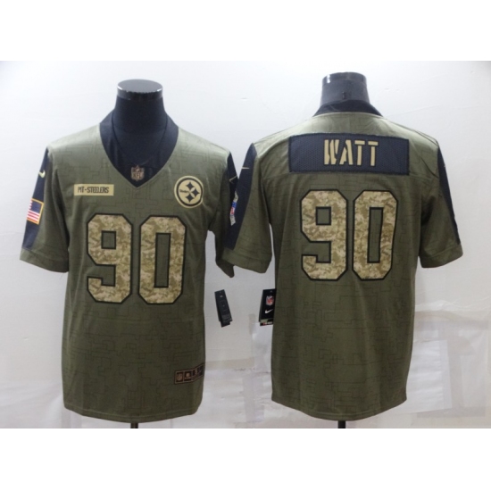 Men's Pittsburgh Steelers 90 T. J. Watt Camo 2021 Salute To Service Limited Player Jersey