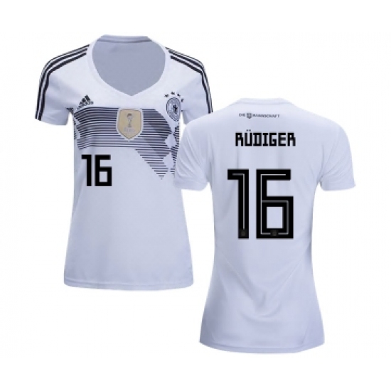 Women's Germany 16 Rudiger White Home Soccer Country Jersey