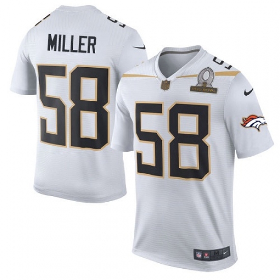 Men's Nike Denver Broncos 58 Von Miller Elite White Team Rice 2016 Pro Bowl NFL Jersey