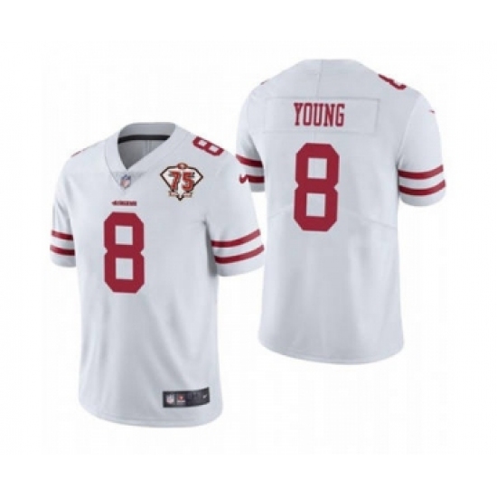 Men's San Francisco 49ers 8 Steve Young White 2021 75th Anniversary Vapor Untouchable Limited Jersey