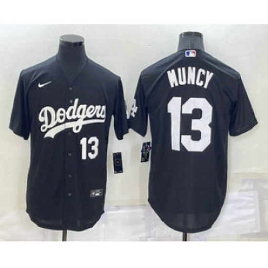 Men's Los Angeles Dodgers 13 Max Muncy Number Black Turn Back The Clock Stitched Cool Base Jersey