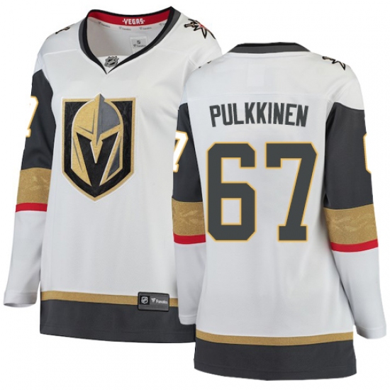 Women's Vegas Golden Knights 67 Teemu Pulkkinen Authentic White Away Fanatics Branded Breakaway NHL Jersey