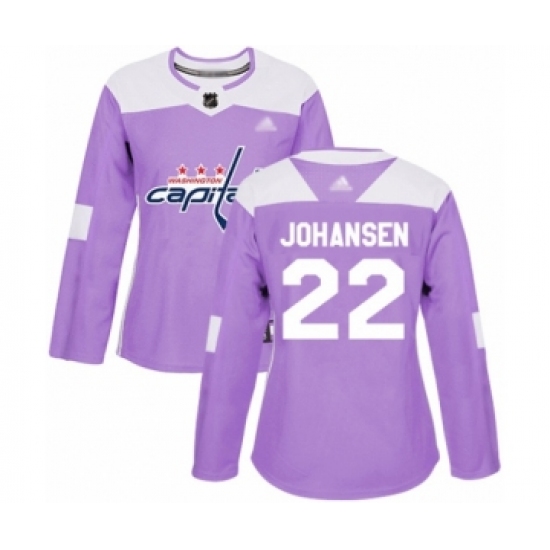 Women's Washington Capitals 22 Lucas Johansen Authentic Purple Fights Cancer Practice Hockey Jersey
