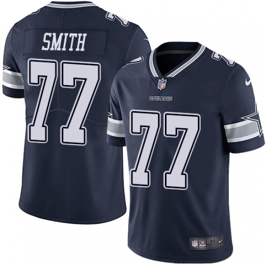 Men's Nike Dallas Cowboys 77 Tyron Smith Navy Blue Team Color Vapor Untouchable Limited Player NFL Jersey