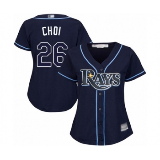 Women's Tampa Bay Rays 26 Ji-Man Choi Authentic Navy Blue Alternate Cool Base Baseball Player Jersey