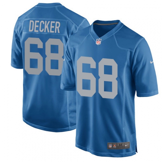 Men's Nike Detroit Lions 68 Taylor Decker Game Blue Alternate NFL Jersey
