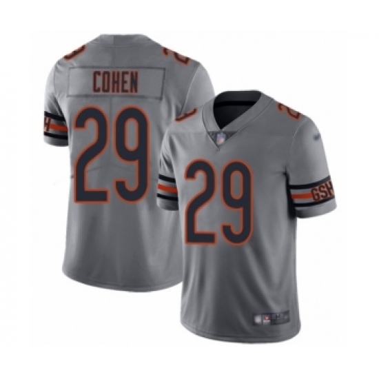 Men's Chicago Bears 29 Tarik Cohen Limited Silver Inverted Legend Football Jersey