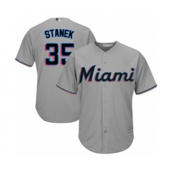 Youth Miami Marlins 35 Ryne Stanek Authentic Grey Road Cool Base Baseball Player Jersey