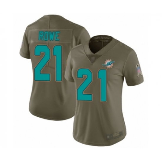 Women's Miami Dolphins 21 Eric Rowe Limited Olive 2017 Salute to Service Football Jersey