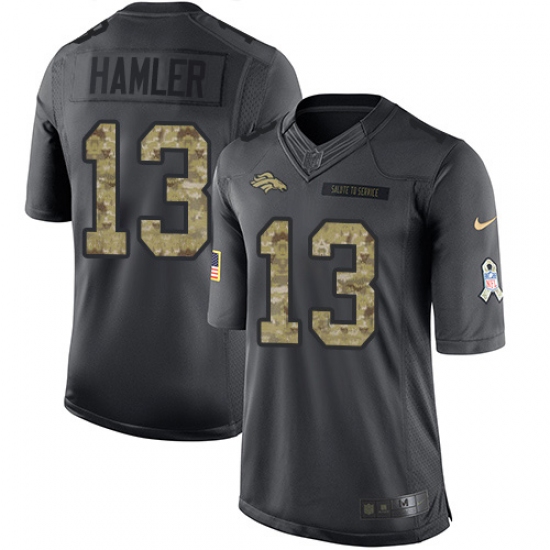 Men's Denver Broncos 13 KJ Hamler Black Stitched Limited 2016 Salute to Service Jersey