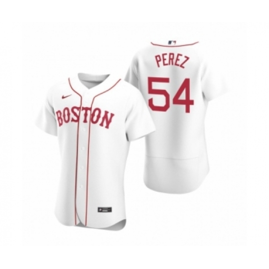 Men's Boston Red Sox 54 Martin Perez Nike White Authentic 2020 Alternate Jersey
