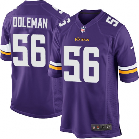 Men's Nike Minnesota Vikings 56 Chris Doleman Game Purple Team Color NFL Jersey