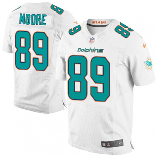 Men's Nike Miami Dolphins 89 Nat Moore Elite White NFL Jersey