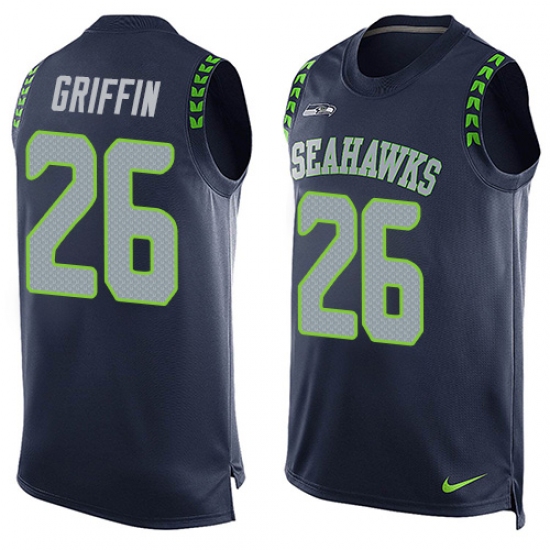 Men's Nike Seattle Seahawks 26 Shaquill Griffin Limited Steel Blue Player Name & Number Tank Top NFL Jersey