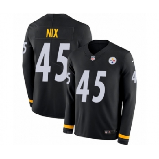 Youth Nike Pittsburgh Steelers 45 Roosevelt Nix Limited Black Therma Long Sleeve NFL Jersey