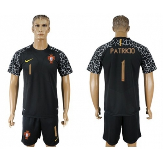 Portugal 1 Patricio Black Goalkeeper Soccer Country Jersey