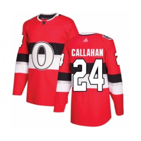 Men's Ottawa Senators 24 Ryan Callahan Authentic Red 2017 100 Classic Hockey Jersey