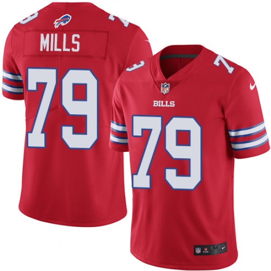 Men's Nike Buffalo Bills 79 Jordan Mills Limited Red Rush Vapor Untouchable NFL Jersey
