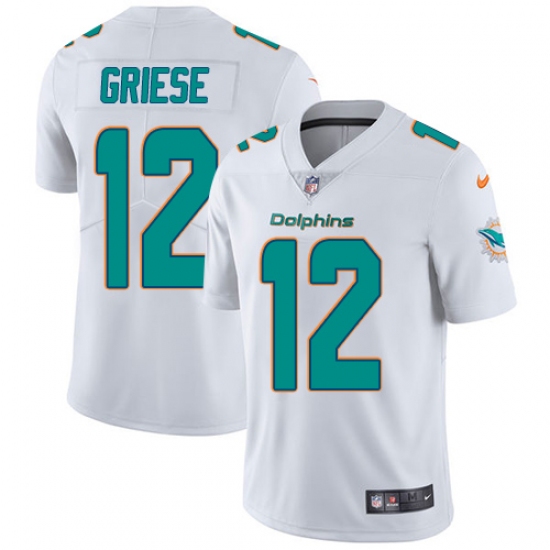 Men's Nike Miami Dolphins 12 Bob Griese White Vapor Untouchable Limited Player NFL Jersey