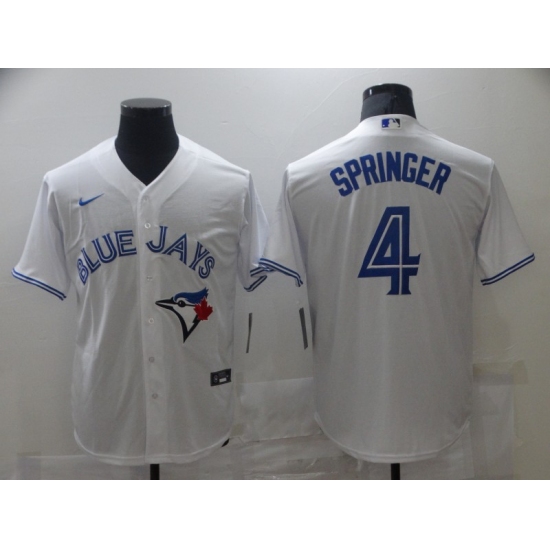 Men's Toronto Blue Jays 4 George Springer White Nike Royal Alternate Replica Player Jersey