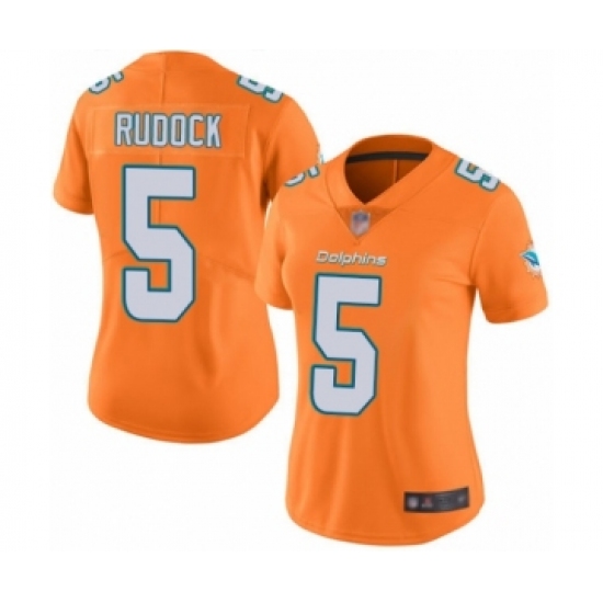 Women's Miami Dolphins 5 Jake Rudock Limited Orange Rush Vapor Untouchable Football Jersey