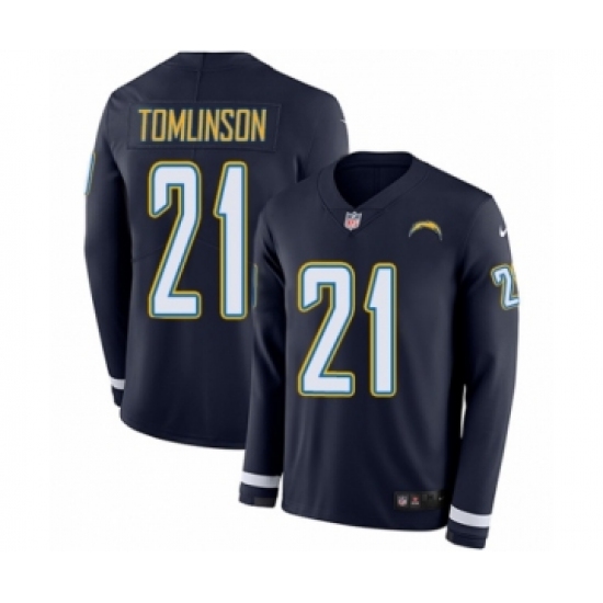 Men's Nike Los Angeles Chargers 21 LaDainian Tomlinson Limited Navy Blue Therma Long Sleeve NFL Jersey