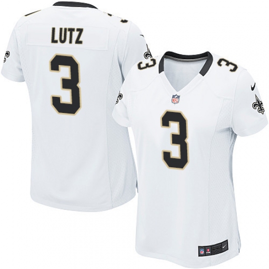 Women's Nike New Orleans Saints 3 Will Lutz Game White NFL Jersey
