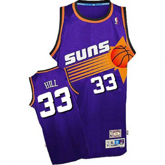 Men's Adidas Phoenix Suns 33 Grant Hill Authentic Purple Throwback NBA Jersey