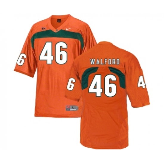 Miami Hurricanes 46 Clive Walford Orange College Football Jersey