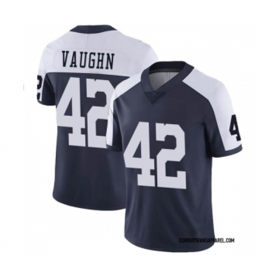 Men's Dallas Cowboys 42 Deuce Vaughn Navy Thanksgiving Vapor Limited Stitched Jersey