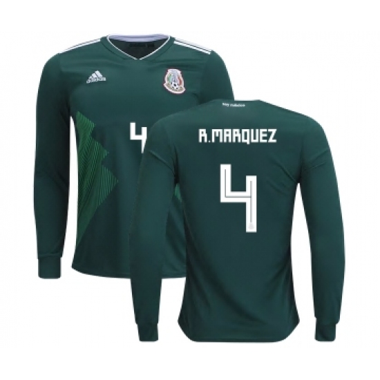 Mexico 4 R.Marquez Home Long Sleeves Kid Soccer Country Jersey