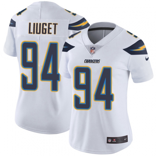 Women's Nike Los Angeles Chargers 94 Corey Liuget White Vapor Untouchable Limited Player NFL Jersey