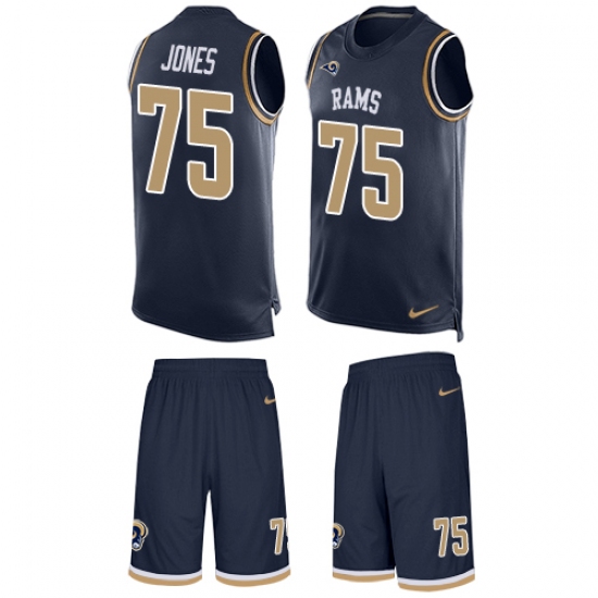 Men's Nike Los Angeles Rams 75 Deacon Jones Limited Navy Blue Tank Top Suit NFL Jersey