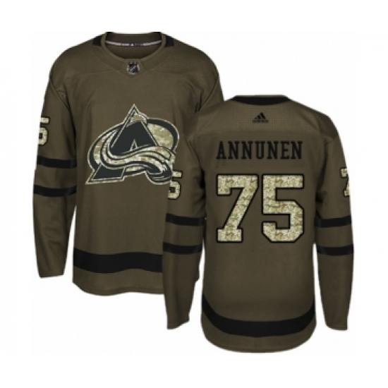 Men's Adidas Colorado Avalanche 75 Justus Annunen Authentic Green Salute to Service NHL Jersey