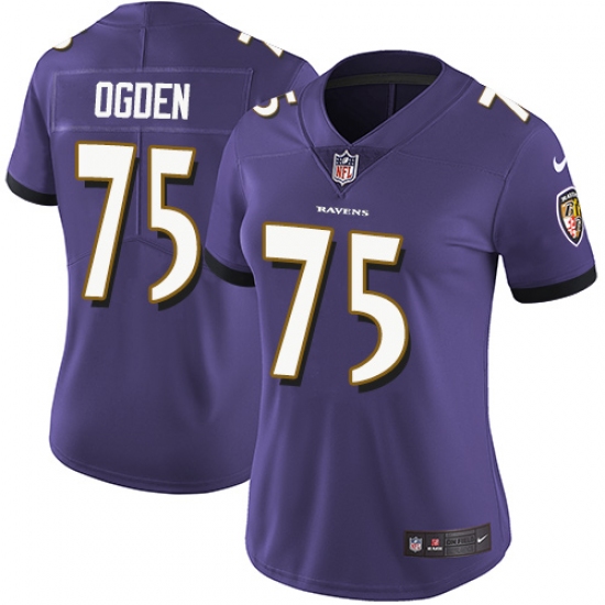 Women's Nike Baltimore Ravens 75 Jonathan Ogden Purple Team Color Vapor Untouchable Limited Player NFL Jersey