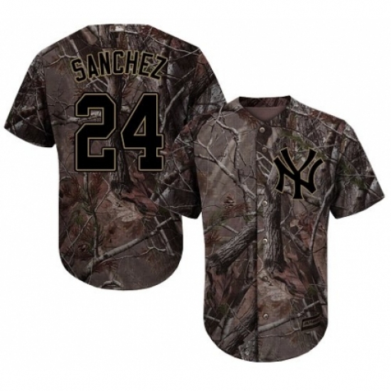 Men's Majestic New York Yankees 24 Gary Sanchez Authentic Camo Realtree Collection Flex Base MLB Jersey
