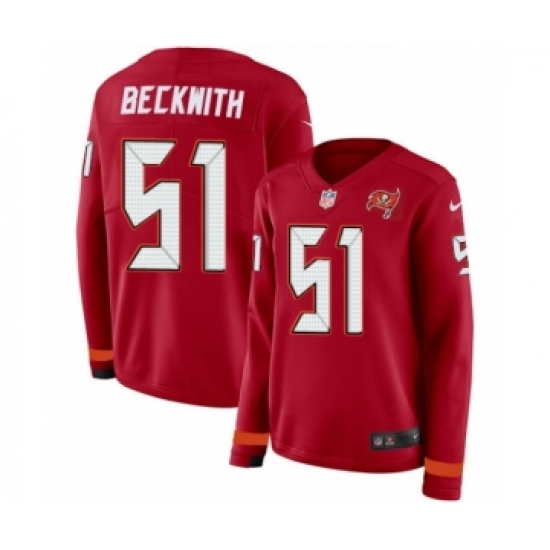 Women's Nike Tampa Bay Buccaneers 51 Kendell Beckwith Limited Red Therma Long Sleeve NFL Jersey