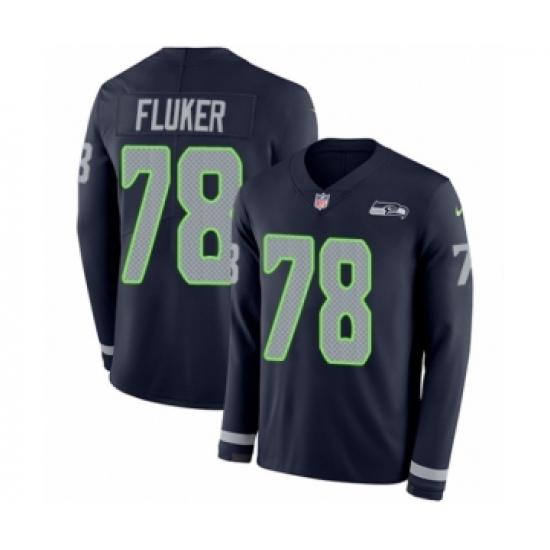 Men's Nike Seattle Seahawks 78 D.J. Fluker Limited Navy Blue Therma Long Sleeve NFL Jersey