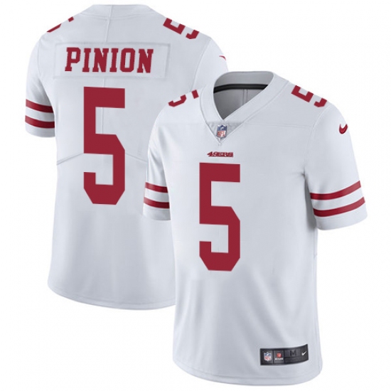 Men's Nike San Francisco 49ers 5 Bradley Pinion White Vapor Untouchable Limited Player NFL Jersey