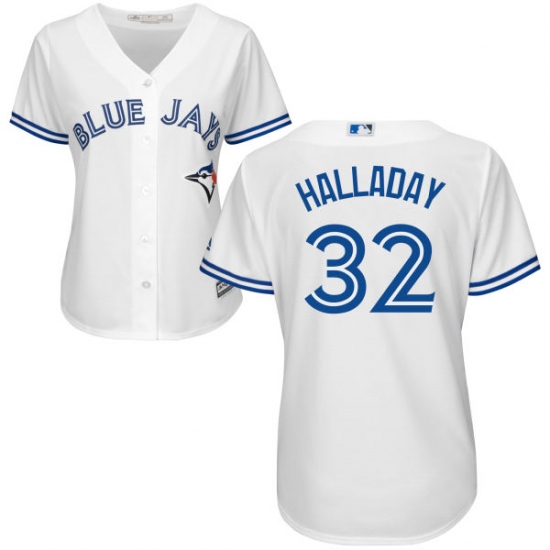 Women's Majestic Toronto Blue Jays 32 Roy Halladay Replica White Home MLB Jersey